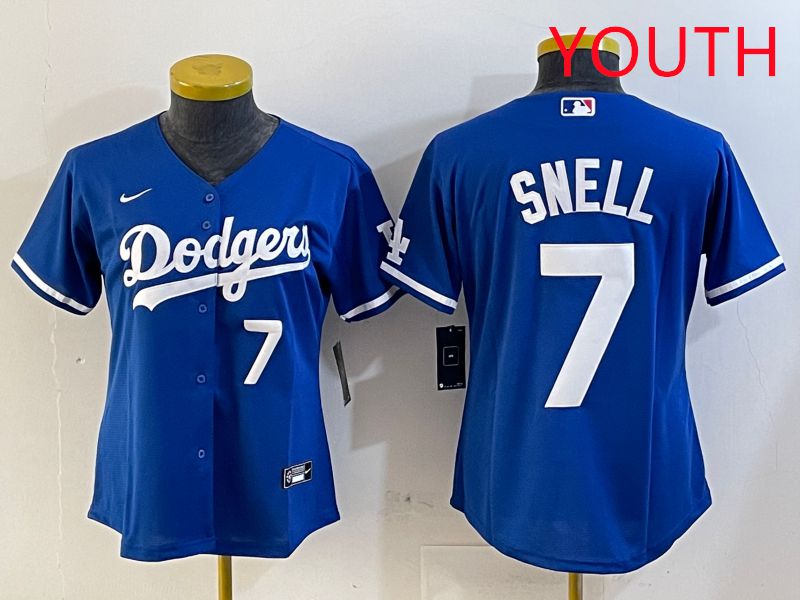 Youth Los Angeles Dodgers 7 Snell Blue Game 2025 Nike MLB Jersey style 6